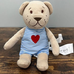 IKEA Fabler Bjorn Tan Teddy Bear with Blue‎ White Striped Pajamas & Heart Plush